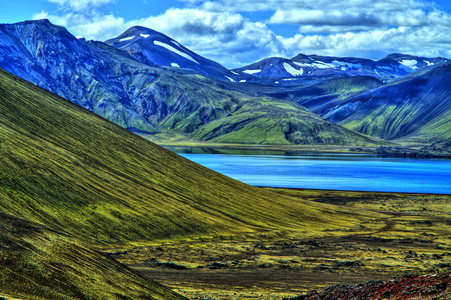 landmannalaugar 山在 hdr，冰岛