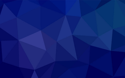 深蓝色矢量抽象马赛克背景。明亮的彩色插图与三角形。手机背景模板