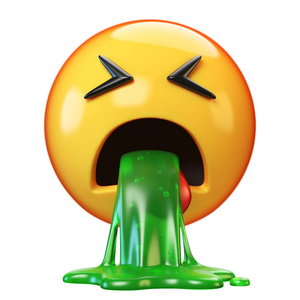 呕吐 emoji 表情在白色背景 恶心或病态图释 呕吐 emoji 表情3d