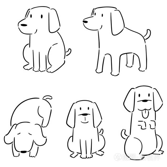 向量集的狗,拉布拉多犬插画-正版商用图片05cdqc-摄图新视界