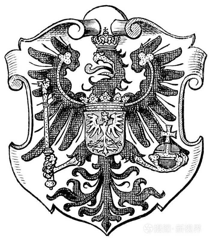 徽章波兹南，普鲁士王国的省。出版的书迈耶斯 konversationslexikon，第 7 卷，莱比锡，德国 191