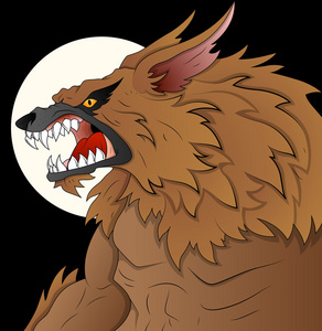 现实的月亮,星星与森林的夜晚万圣节夜晚背景狼嚎,城堡和满月黑暗在