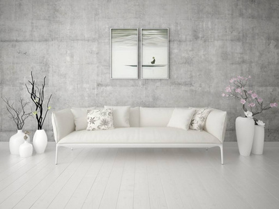 模拟现代客厅与经典沙发和时髦的时髦背景