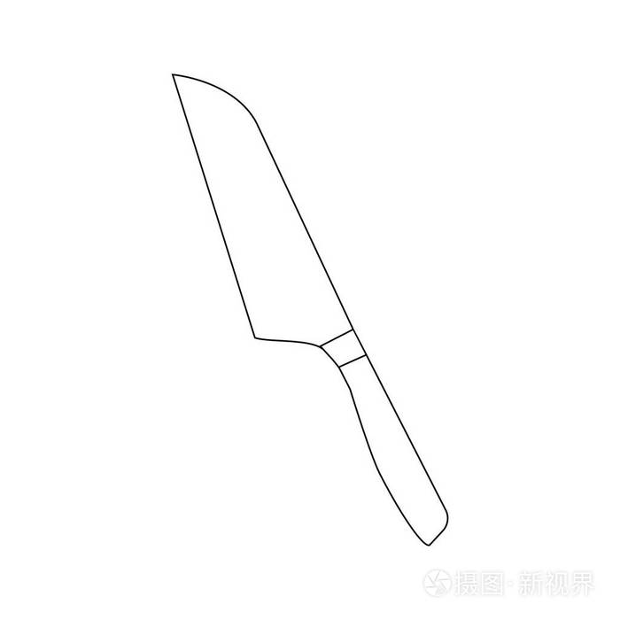 santoku 在白色背景上的刀插图.矢量插图