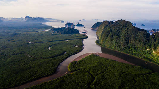 泰国甲米鸟瞰山景