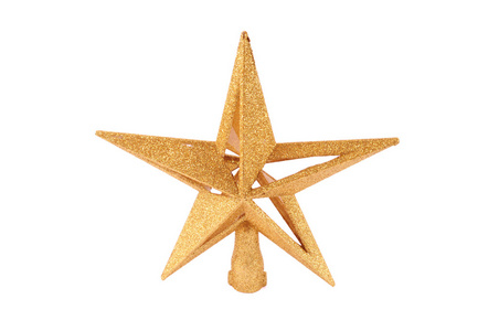 金色闪亮星状孤立在白色背景上的圣诞节装饰品