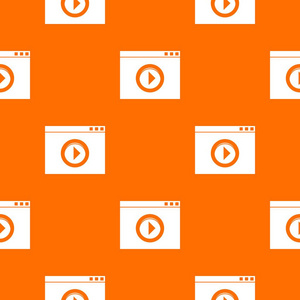 视频播放器模式重复无缝的橙色颜色为任何设计。矢量几何插图