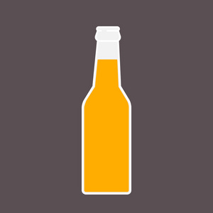 啤酒瓶图标。模拟玻璃啤酒柠檬水干净的瓶子。符号模板徽标。孤立向量插图