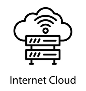 带有 wifi 热点和数据库服务器的云计算, 网络云图标