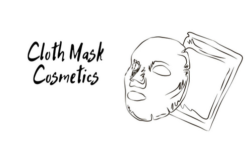 布面具, 素描, 如何应用面部化妆面具线条颜色图标集