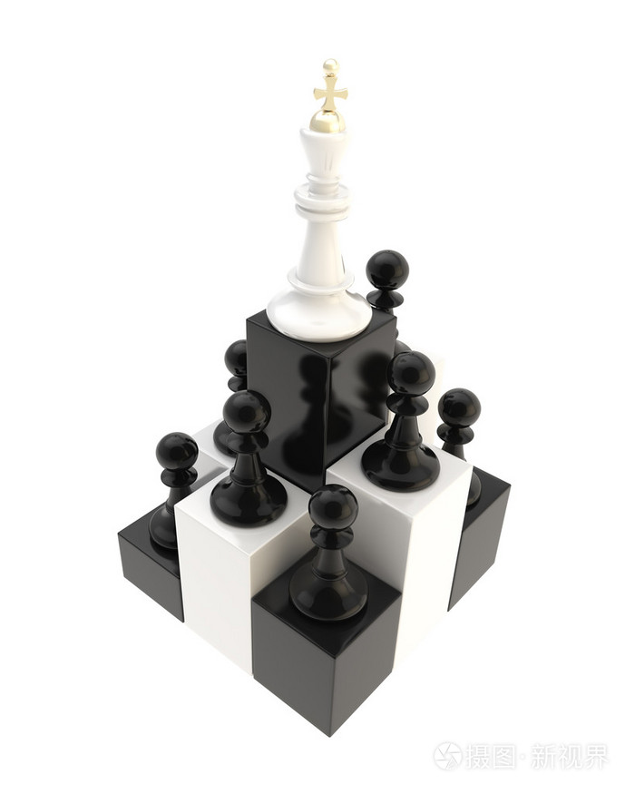 顶部之间隔离多个棋子国际象棋王