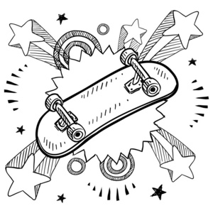 滑板兴奋素描照片