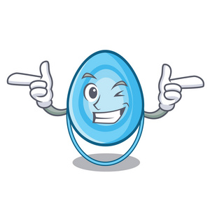 眨眼氧气面罩人物卡通矢量插画照片