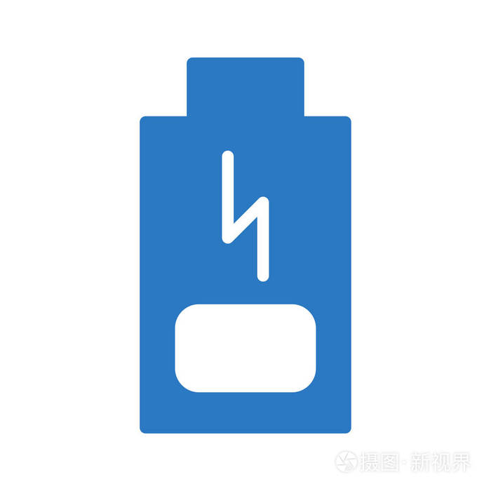 白色背景上的闪光隔离蓝色电池
