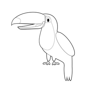简单着色的动物图画为小孩子 巨嘴鸟