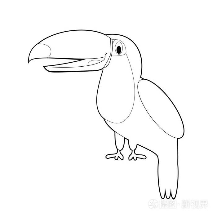 简单着色的动物图画为小孩子巨嘴鸟
