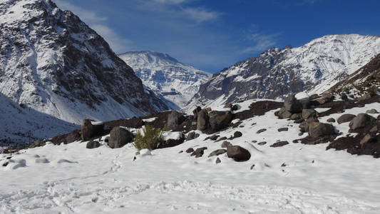 山雪的风景和自然在智利