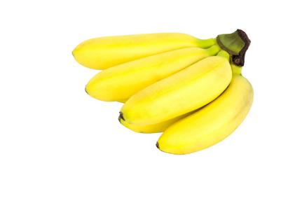 黄色成熟的迷你香蕉, 在白色背景下分离.对象, 水果照片