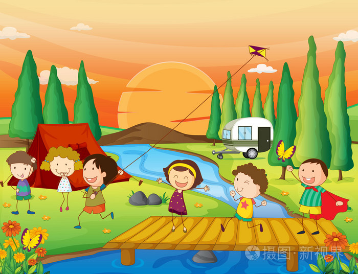 孩子们在大自然中嬉戏玩耍