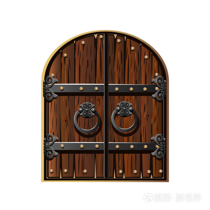 用铁装饰的古门.卡通风格.矢量插图插画-正版商用图片05e4kn-摄图新视