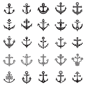 锚航海标志 iicons 套装, 简约风格