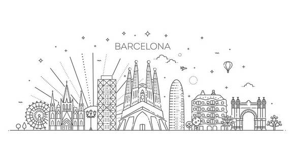 西班牙巴塞罗那天际照片