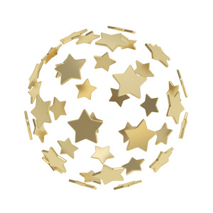 球体组成的孤立的金色星星