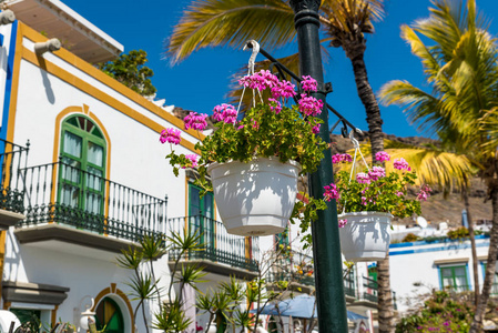 美丽的城市波多黎各莫干山在大加那利岛西班牙