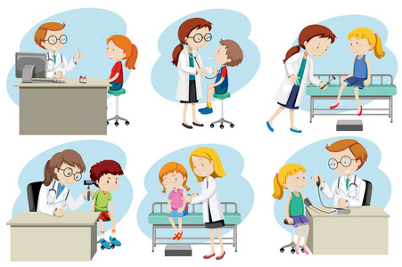 一组医生医疗保健插图照片