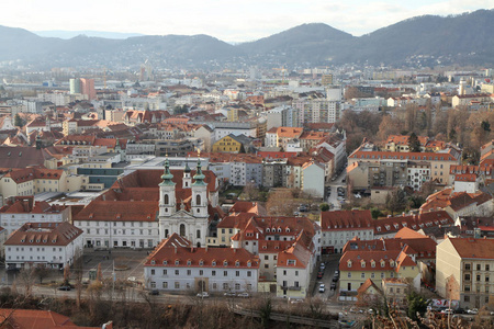 奥地利, 格拉茨 城市的看法从山 Schlosberg