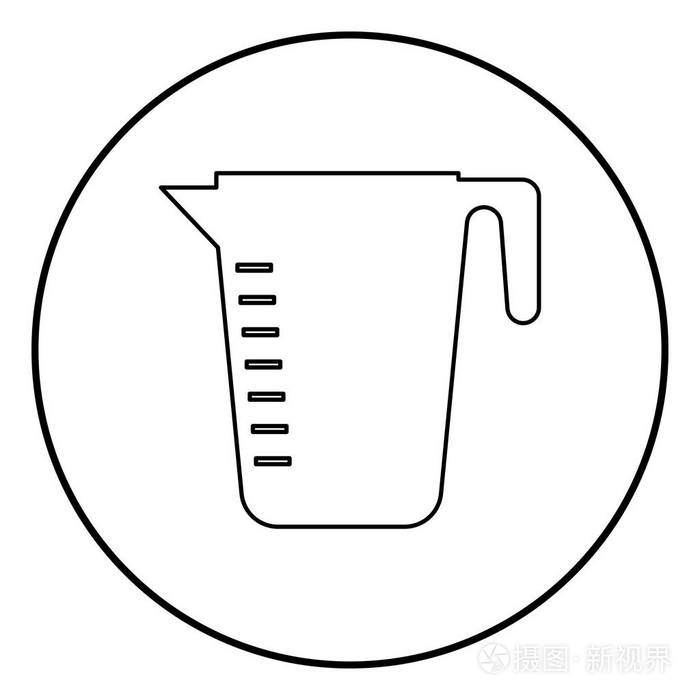 测量容量杯子图标黑颜色圆圆轮廓插画-正版商用图片05esg2-摄图新视界