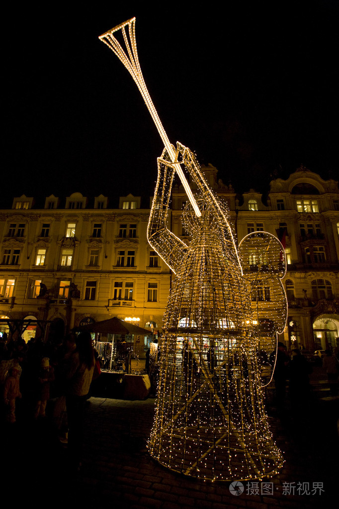 老城市广场在圣诞节时布拉格捷克共和国