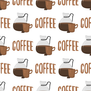 咖啡杯无缝模式背景食品饮料设计餐厅矢量插画