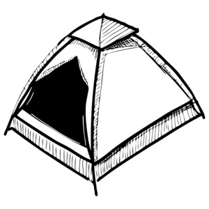 野营帐篷.手绘图素描矢量图照片