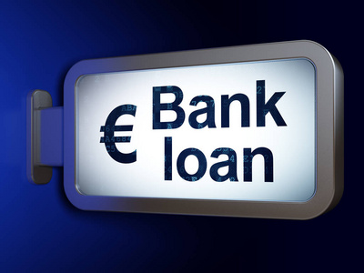 货币概念 银行贷款和欧元的广告牌背景