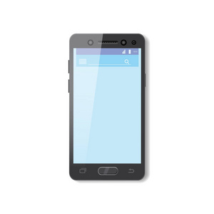 黑色智能手机与蓝屏。手机, 矢量, 插图, 隔离