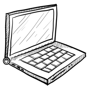 素描本电脑笔记本素描插画