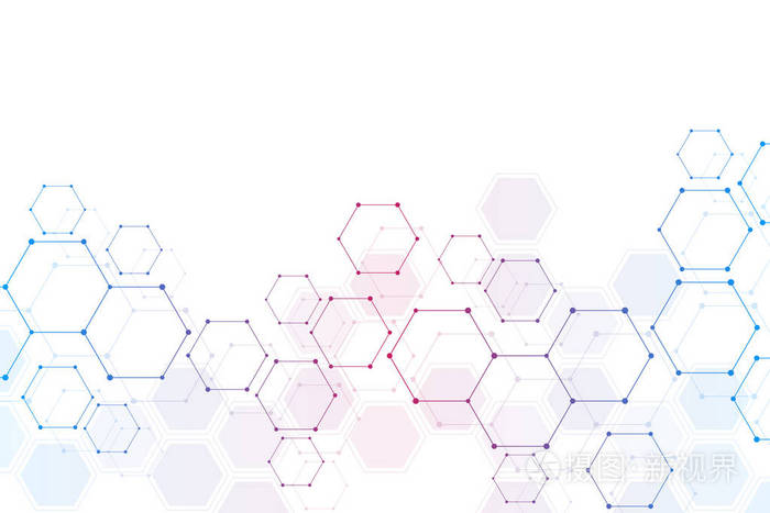 医学背景或科学设计.分子结构和化学成分.几何和多边形抽象背景