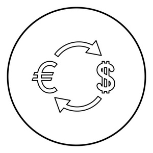 货币兑换图标黑色圆圈圆形轮廓