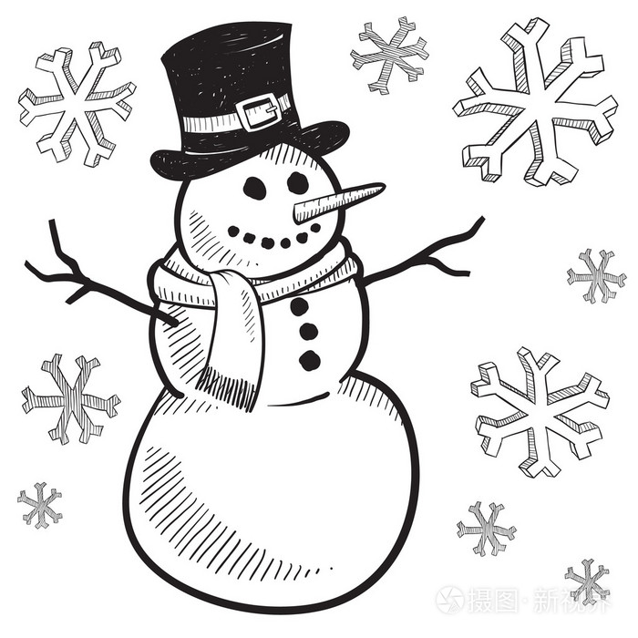 圣诞雪人素描