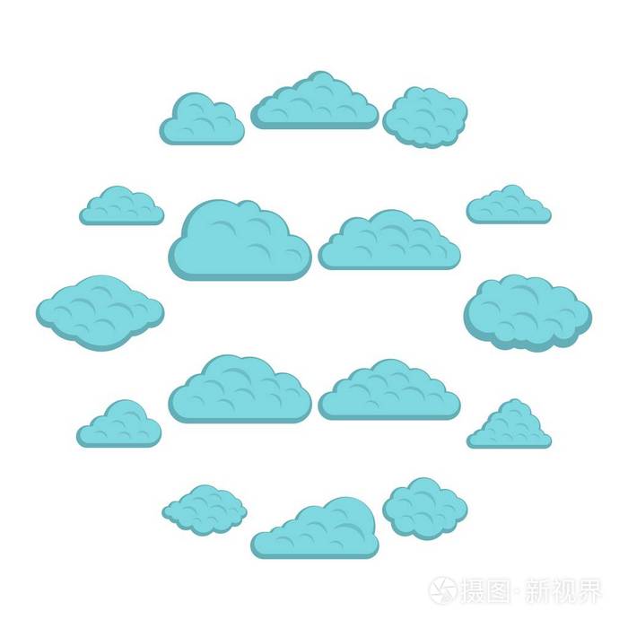 平面样式云图标集