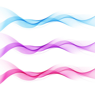 一套抽象的彩色波浪烟雾透明波浪设计