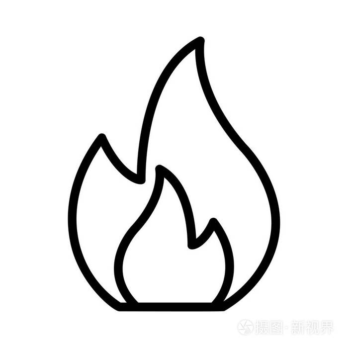 黑色轮廓火被隔绝在白色背景上插画