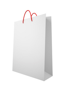 白色购物袋纸上白色背景 illustratio 隔离