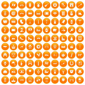 100欧洲图标设置橙色