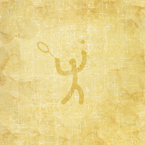体育网球图标上旧纸张背景和纹理