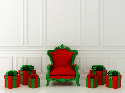 红色椅子与礼品
