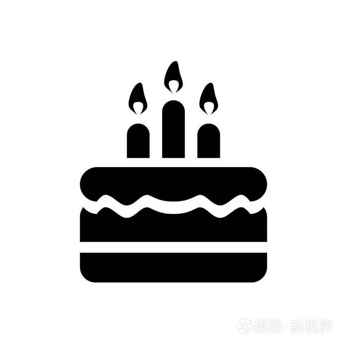 生日蛋糕图标简单平面样式插图图像