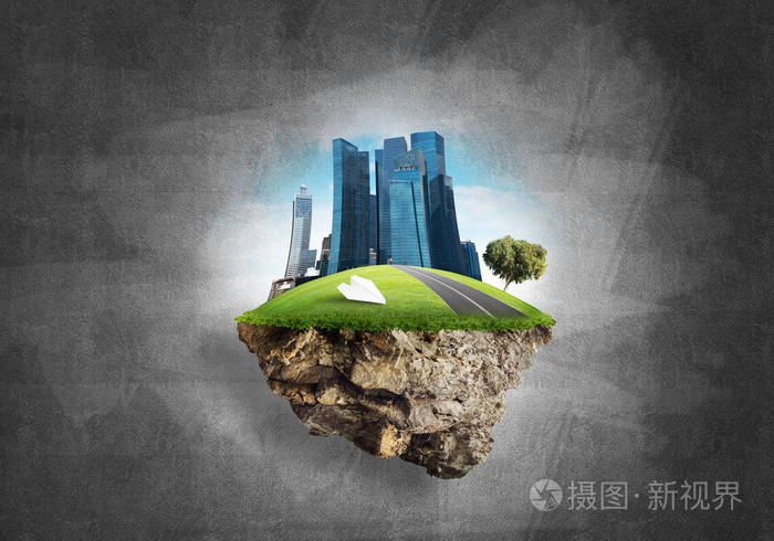 在具体背景下岛上的城市景观的生态绿色概念