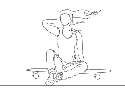 一条连续的单行画, 一个女孩溜冰者